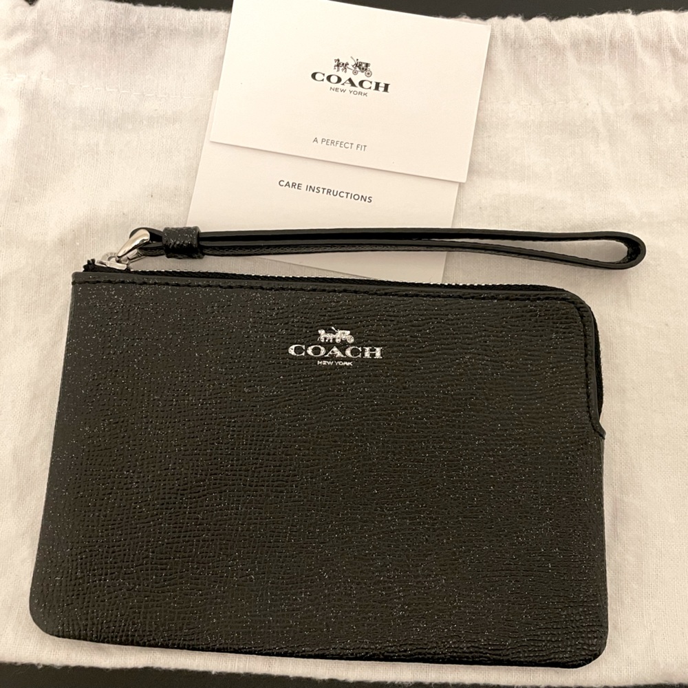 Coach black sparkle wristlet- NEW